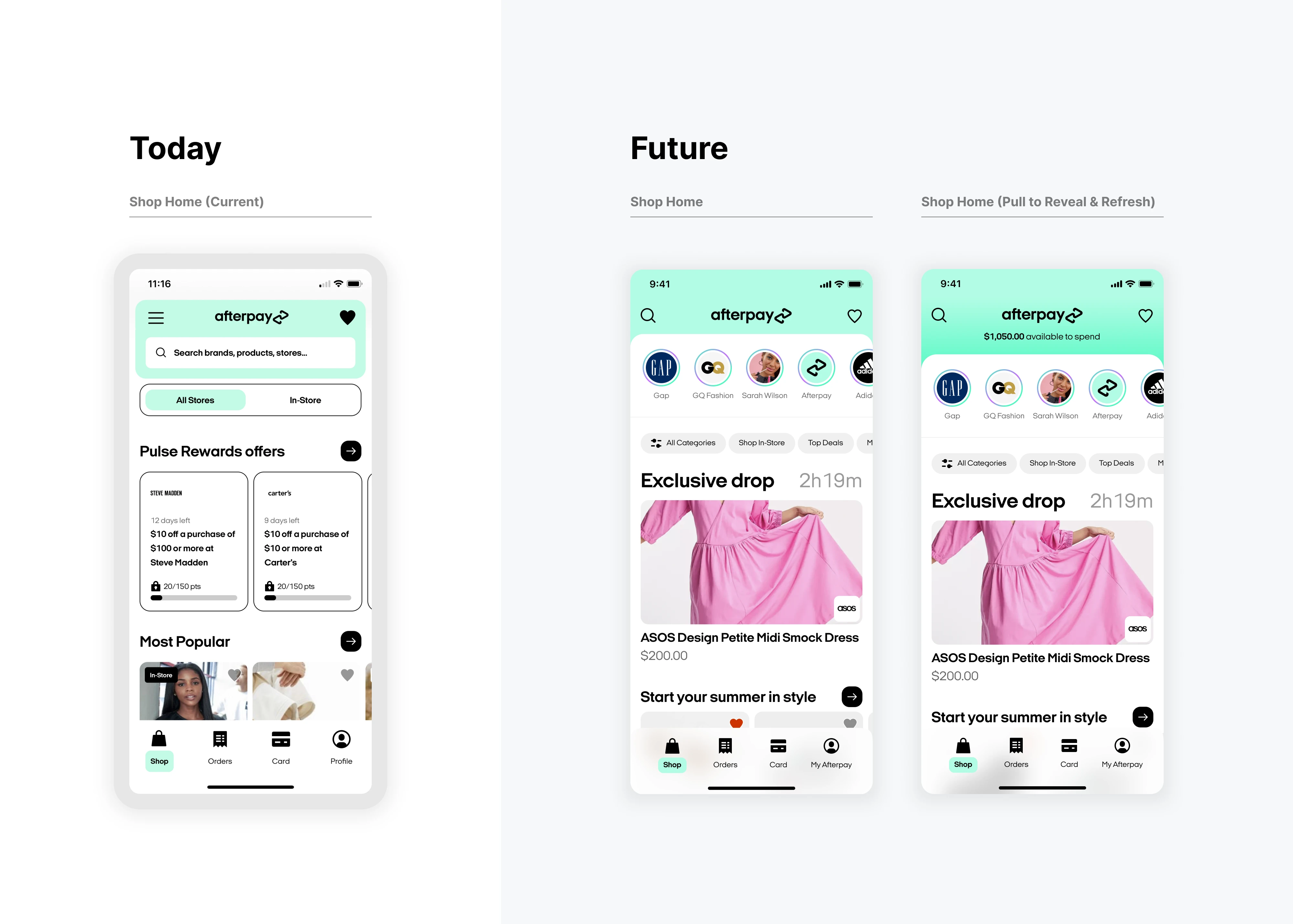 Afterpay app before and after