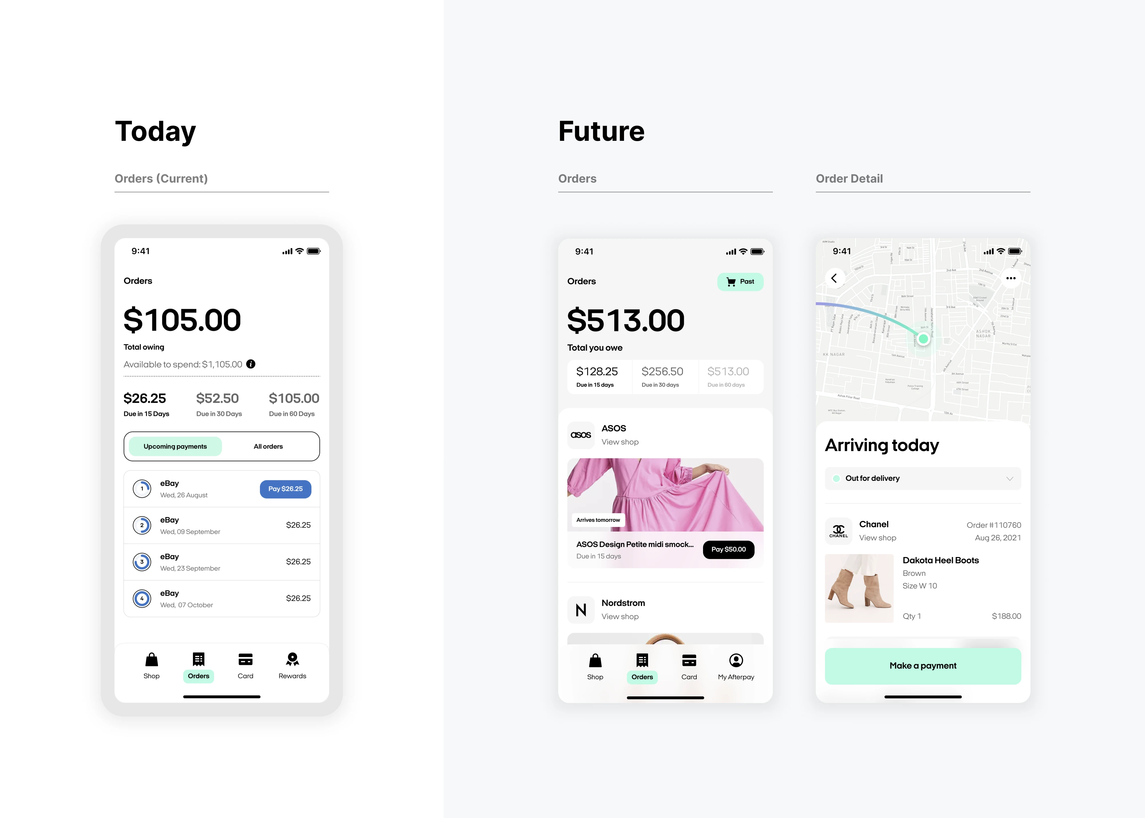 Afterpay app before and after