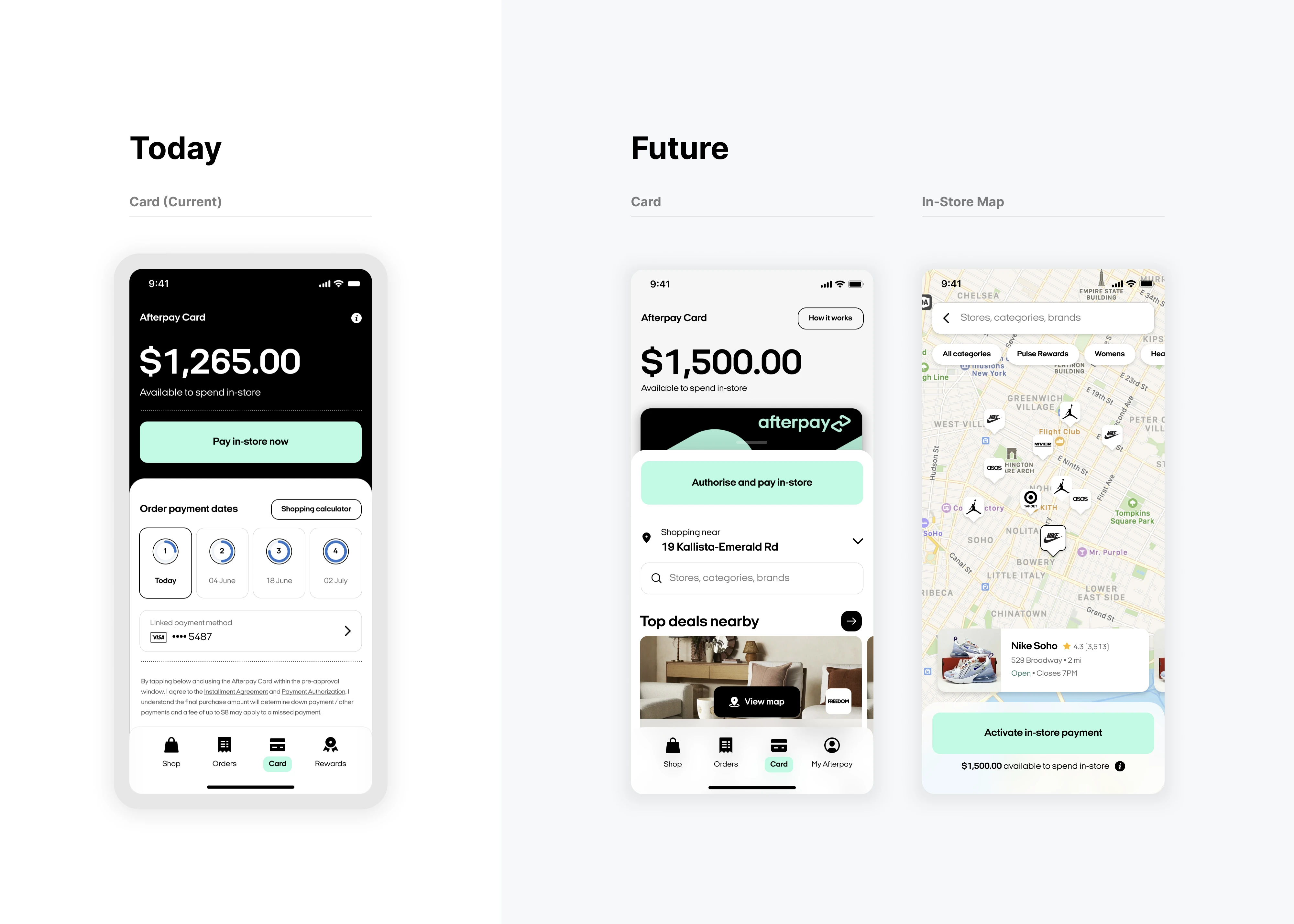 Afterpay app before and after