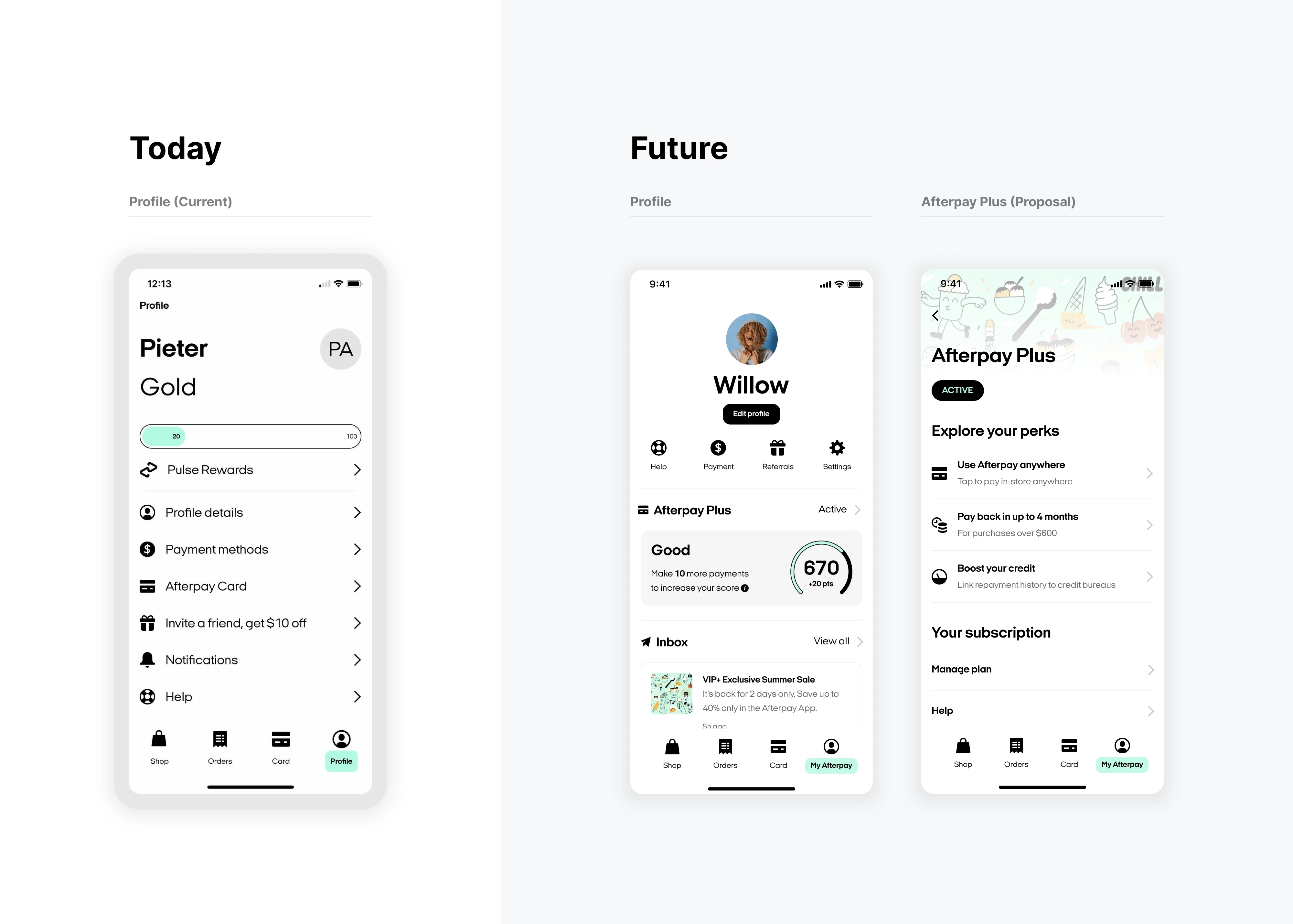 Afterpay app before and after