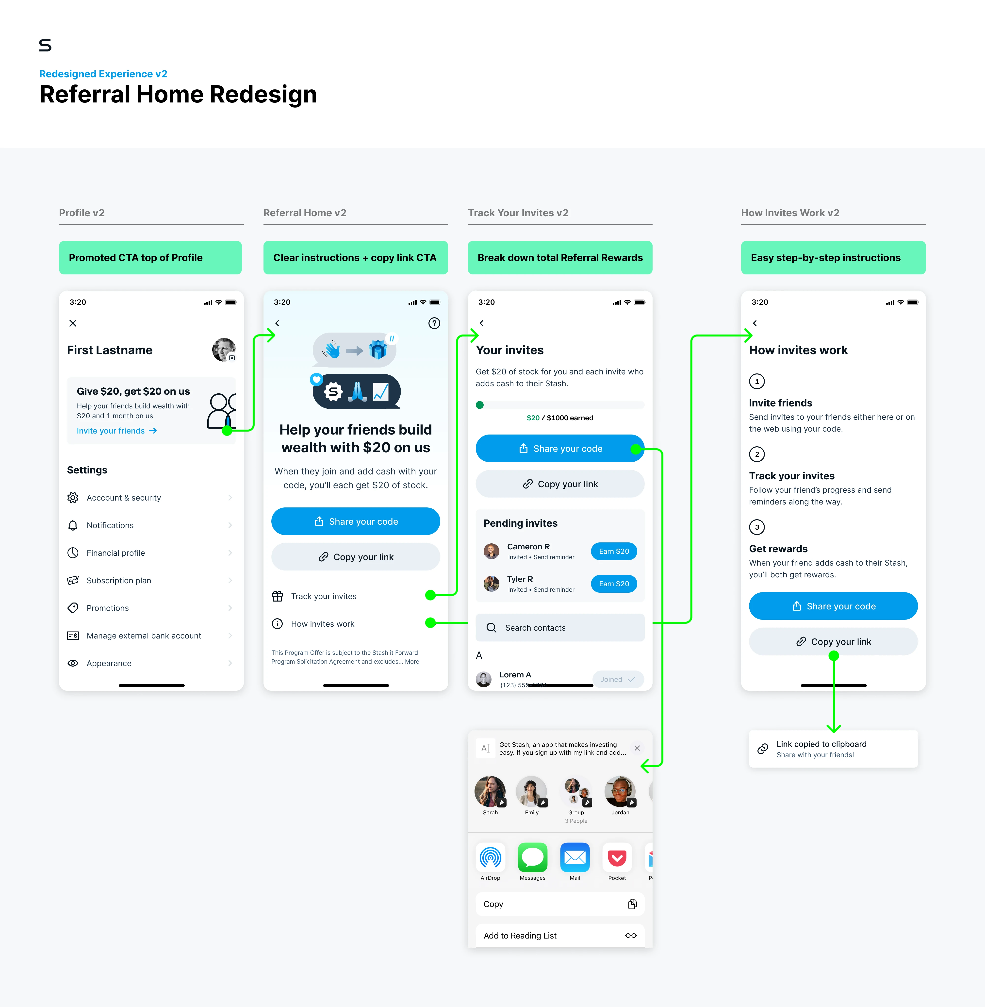 Stash referral redesign