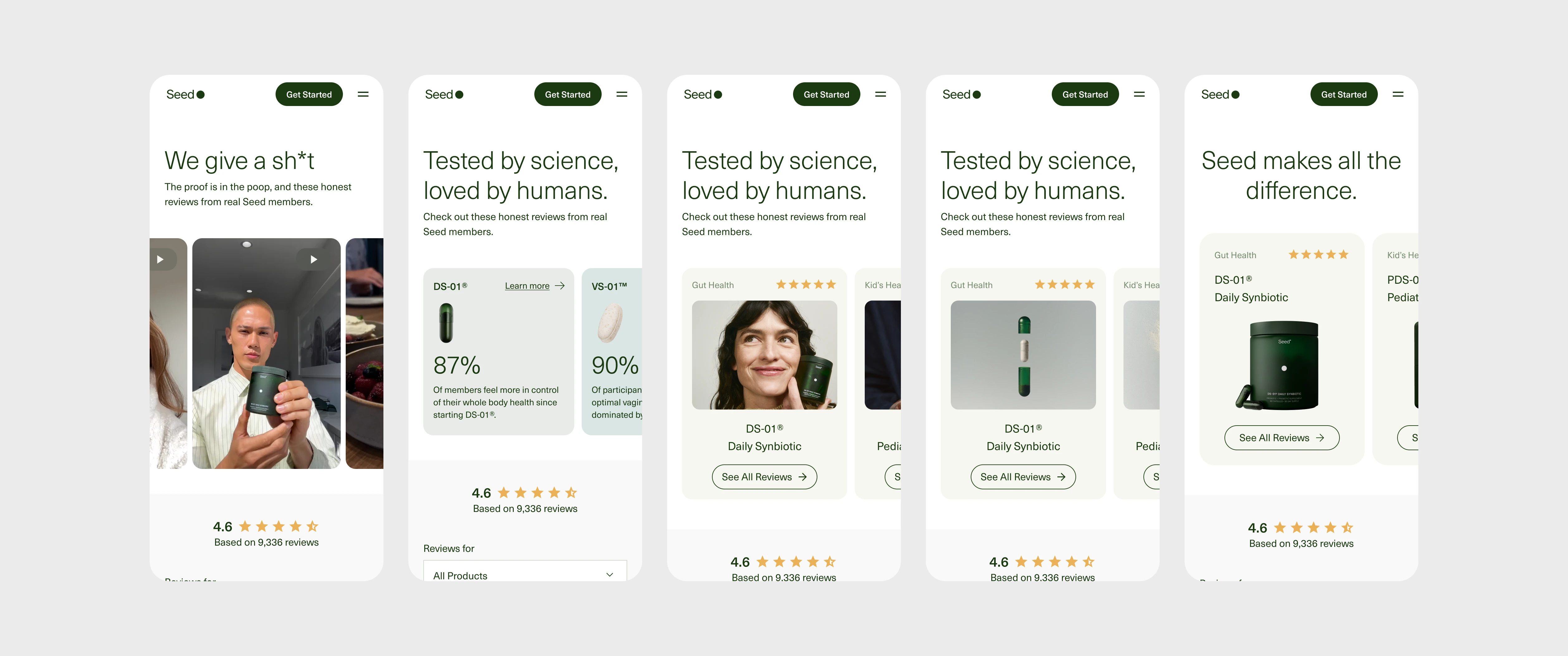 Seed Reviews page header explorations